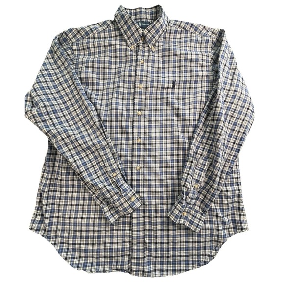Ralph Lauren Classic Fit Plaid Button Down Shirt Blue White Plaid Sz X-Large XL - Picture 1 of 7